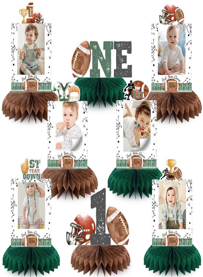 NUTTYBASH First Year Down Birthday Party Decorations, Football Birthday Party Decorations Honeycomb Centerpieces for Table, Football Photo Table Party Supplies for First Birthday Decorations for Boys - Image 1
